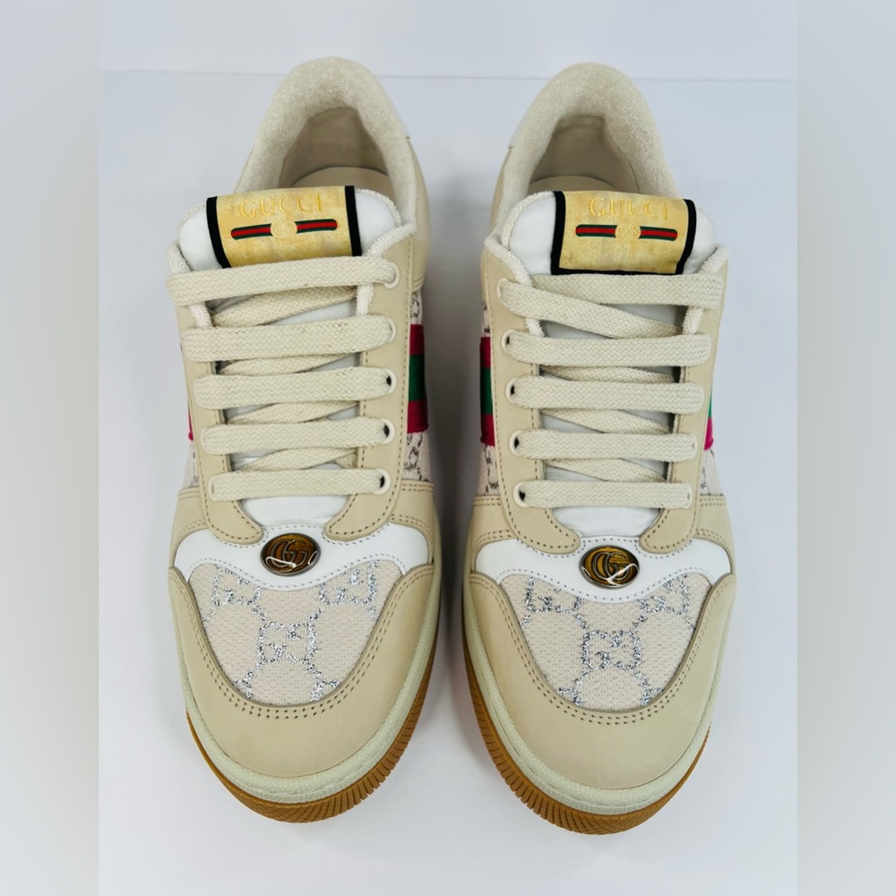 Gucci Screener Ace Women's GG Sylvie Web Enamel Logo Supreme Sneakers EU 41 - Picture 9 of 12